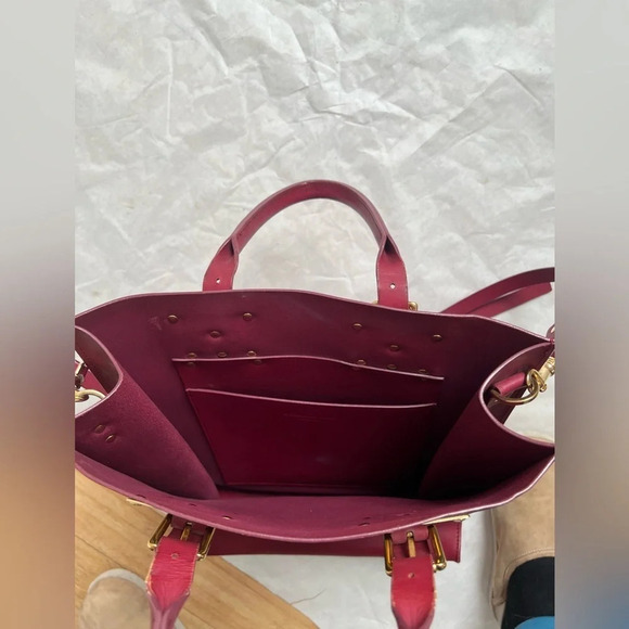 Sophie Hulme Leather tote bag Shoulder bag Burgundy Red See Description - Picture 5 of 9